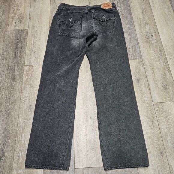 Levi’s Vintage Y2K 514 Slim Straight Button Pocket Grey Washed Denim Men’s 34 - Picture 4 of 12